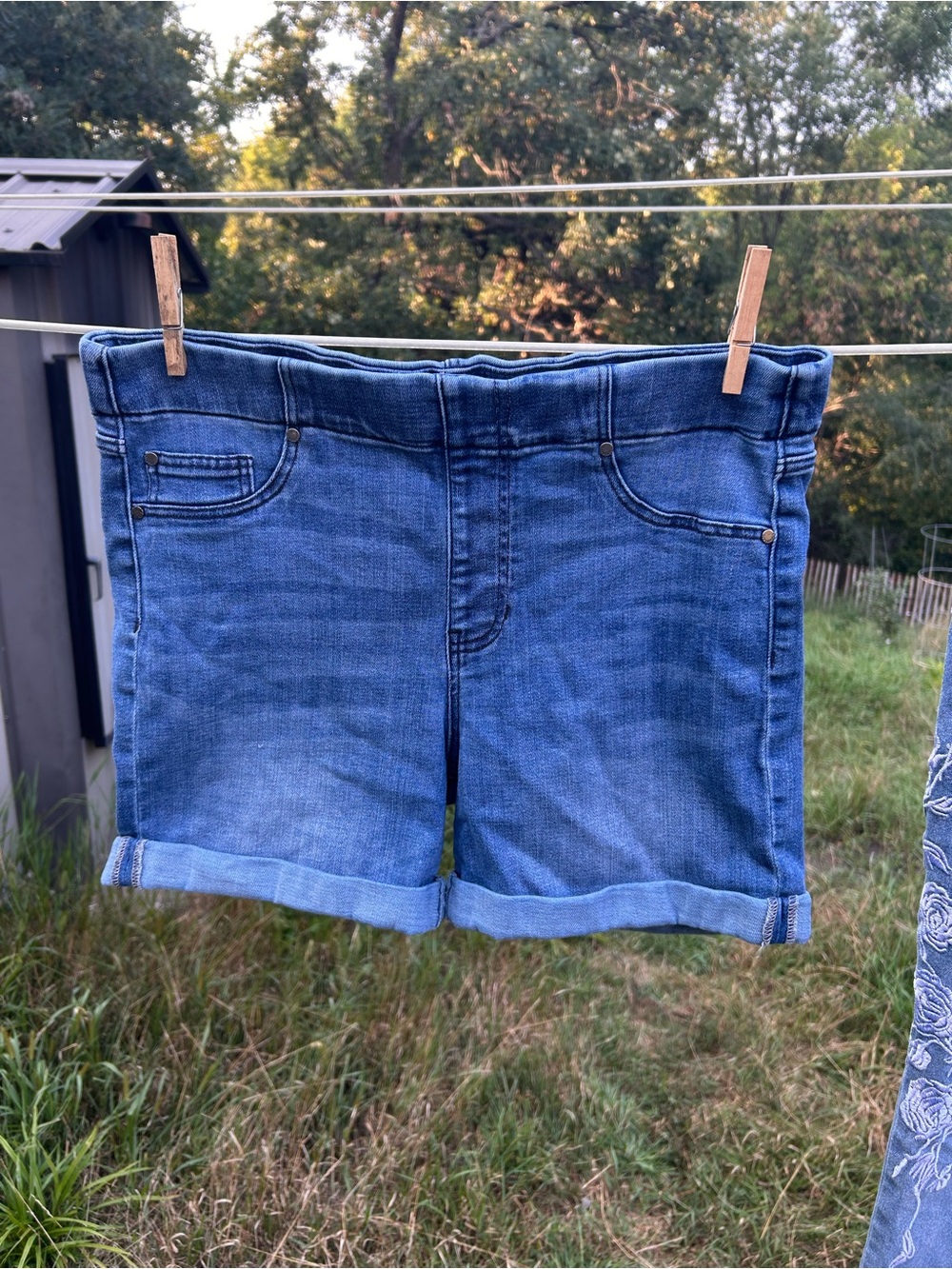 Liverpool Medium Blue Rolled Cuff Denim Shorts